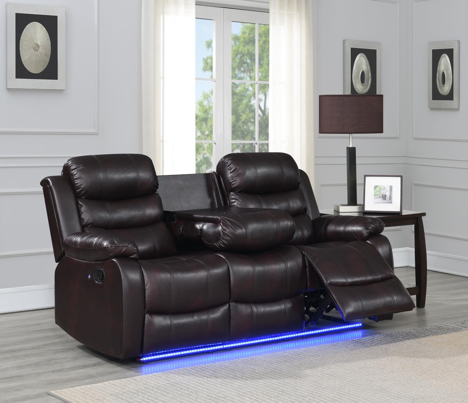Brown Motion LED Sofa (U155)