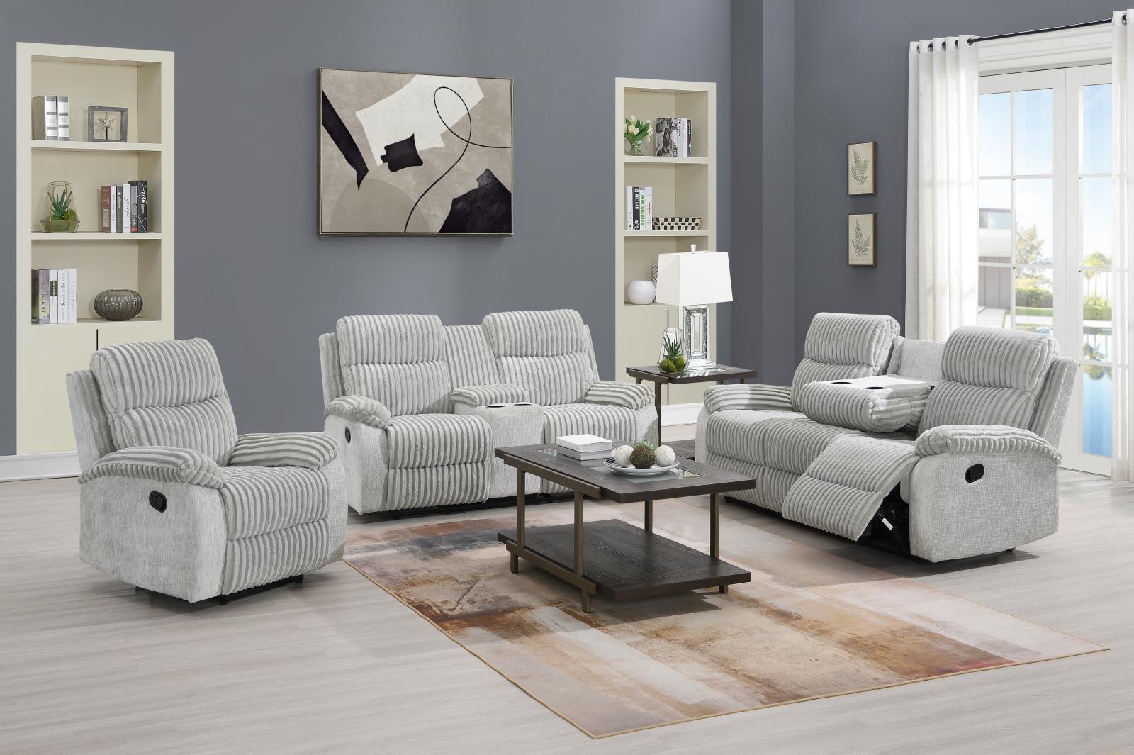 Gray Corduroy Motion Chair (U182) — view 2