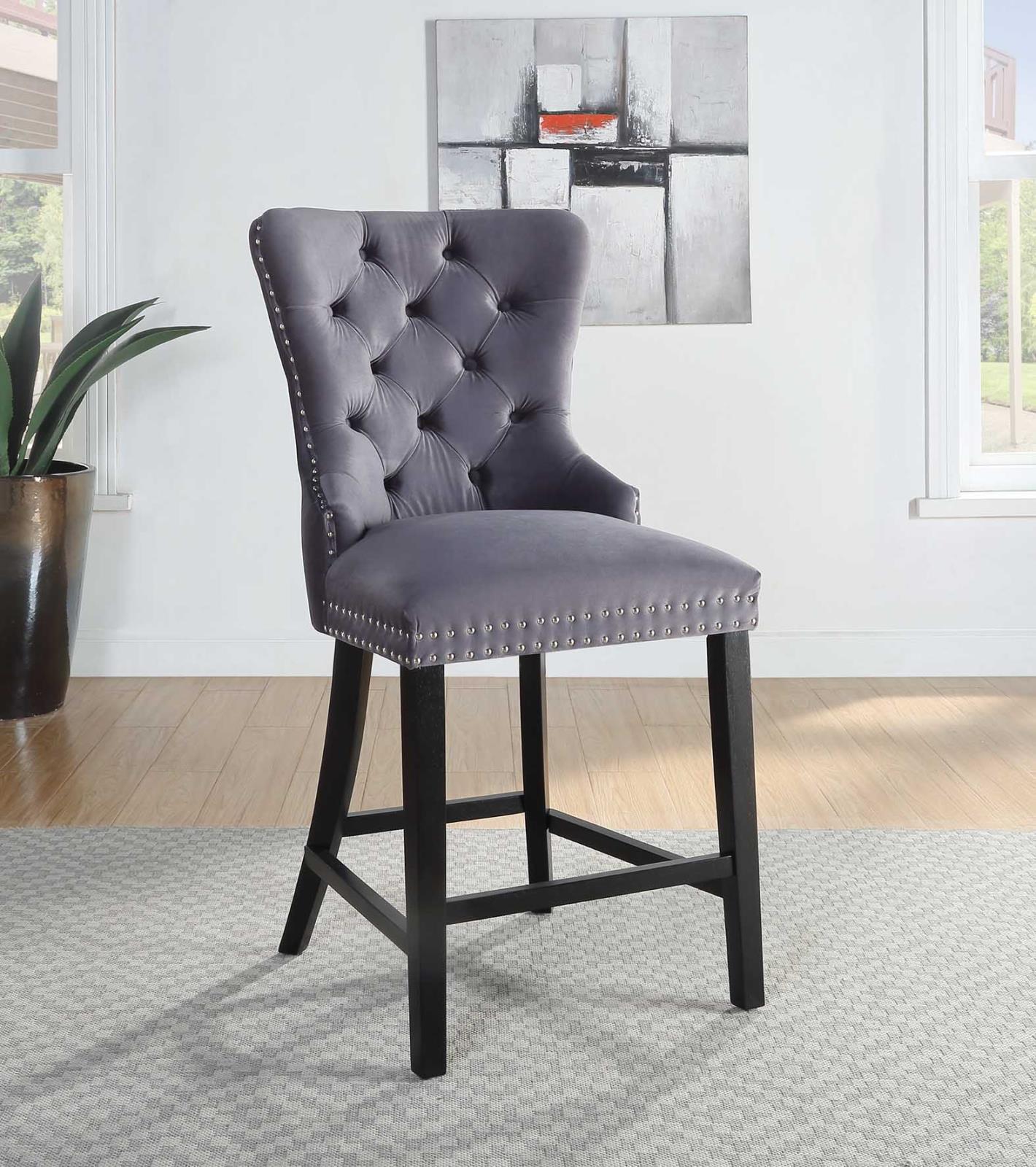 Dark Gray Velvet Counter Chair (D2081)