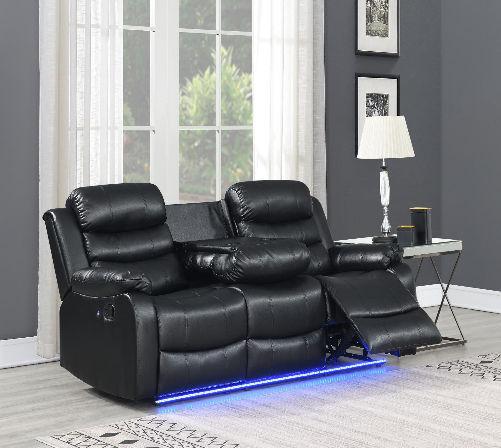 Black Motion LED Sofa (U154)