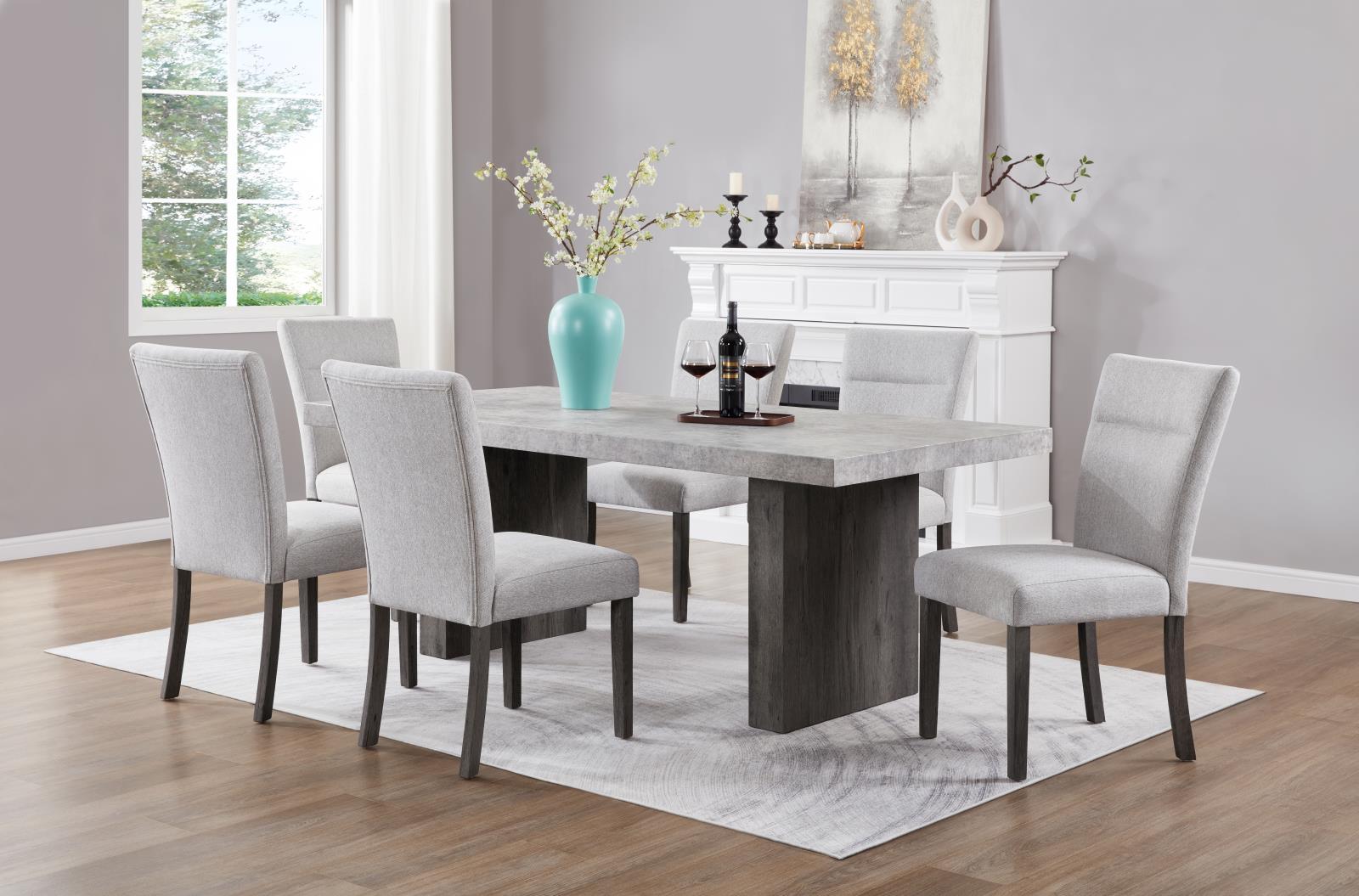 Gray Dining Table & 4 Side Chairs (D149)