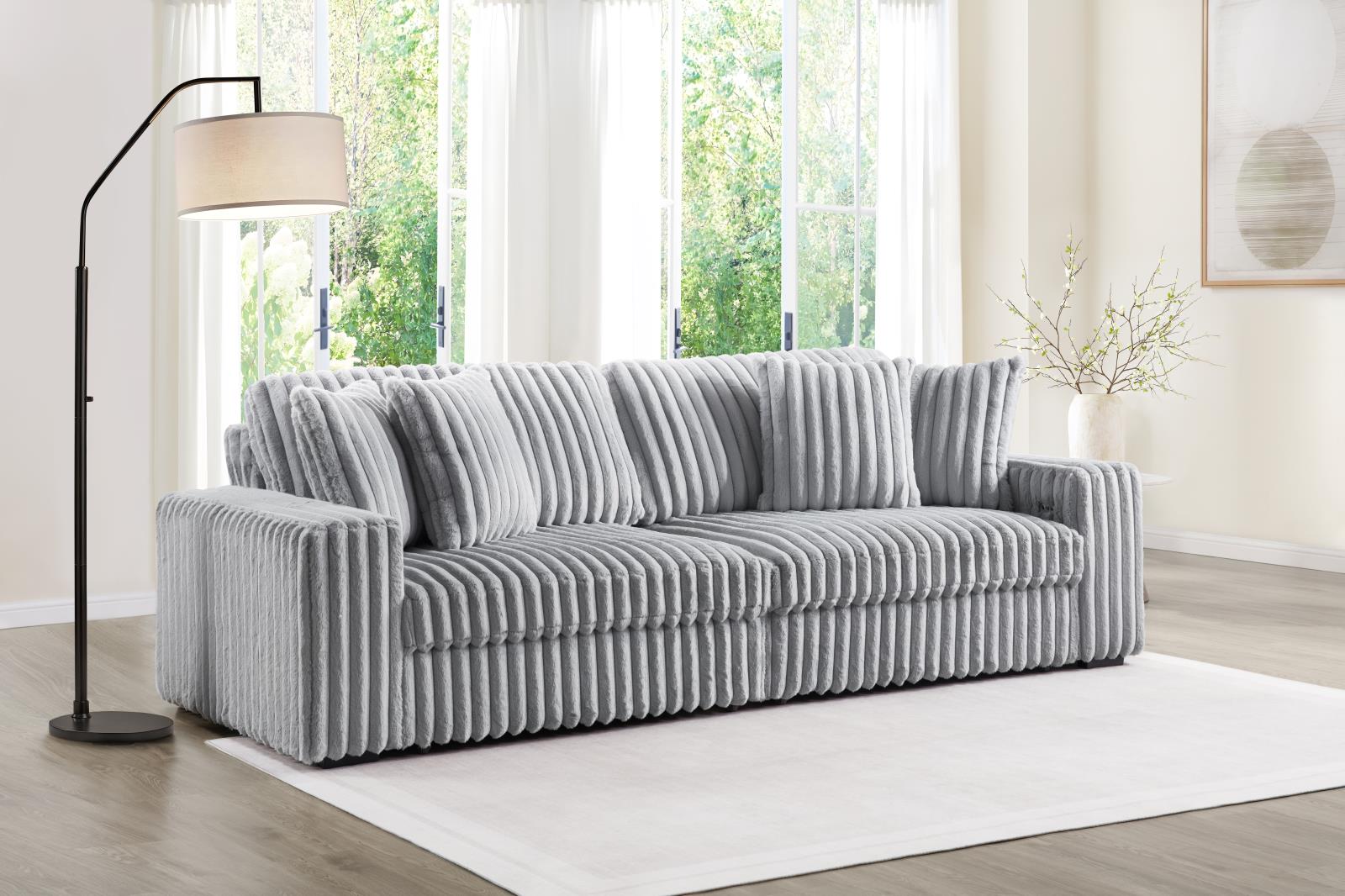 Gray Corduroy Power 4 Seater Sofa (U309) — view 2