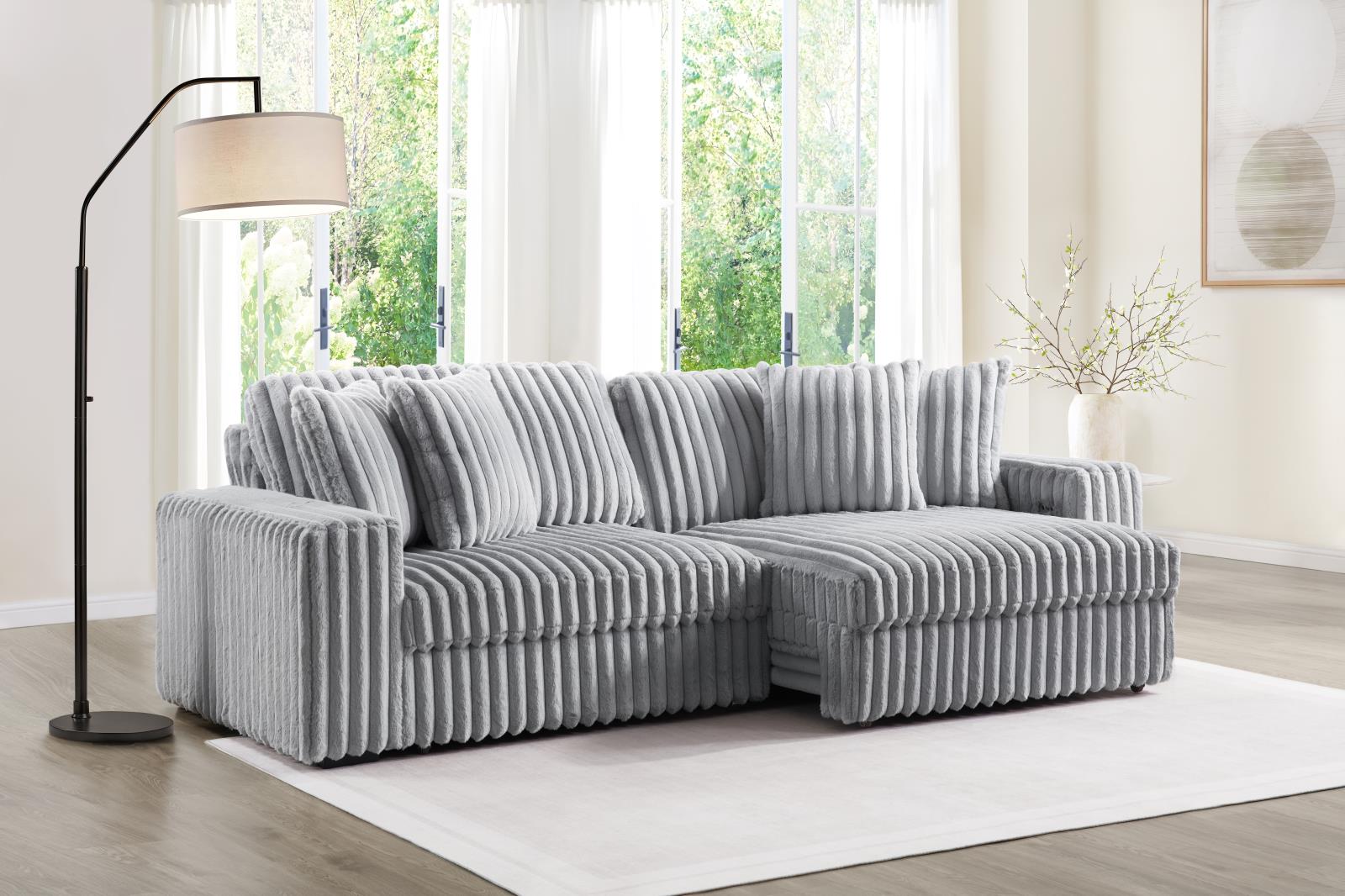 Gray Corduroy Power 4 Seater Sofa (U309)