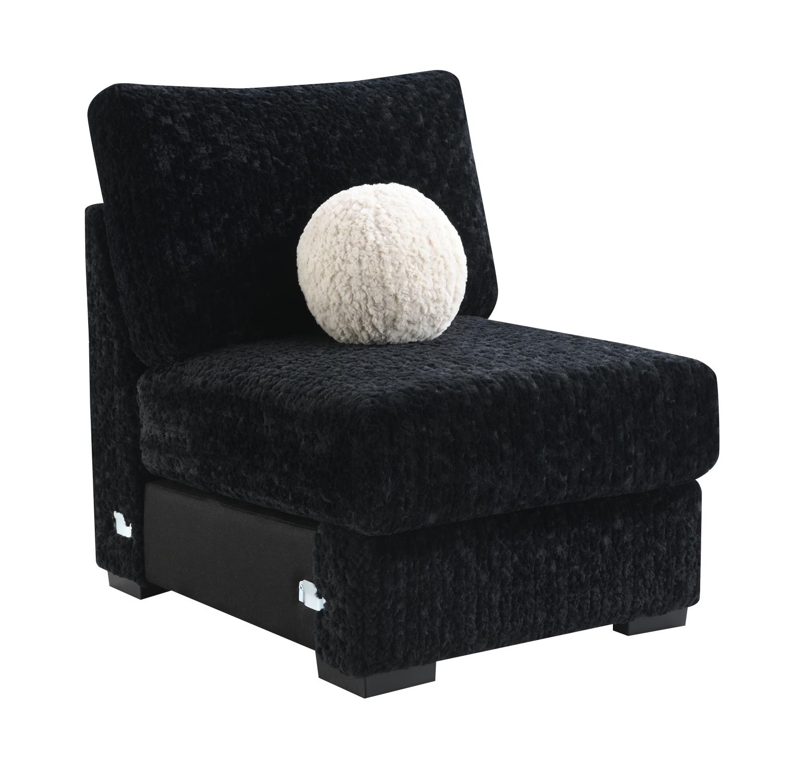 Black Corduroy Armless Chair (U281)