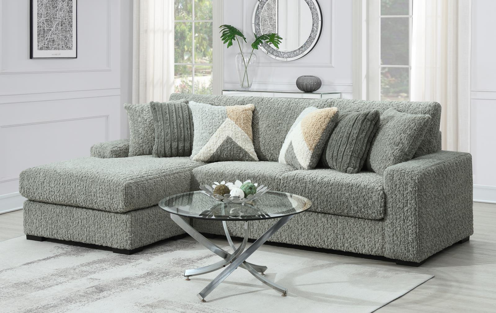 Gray Corduroy Right-Arm Facing Chaise (U282) — view 2