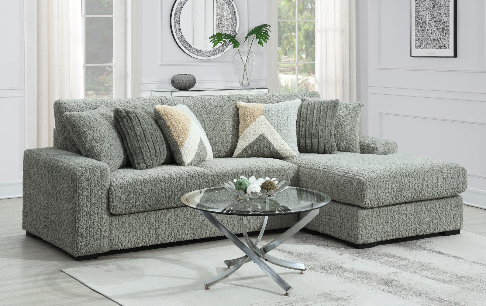 Gray Corduroy Right-Arm Facing Chaise (U282) — view 3