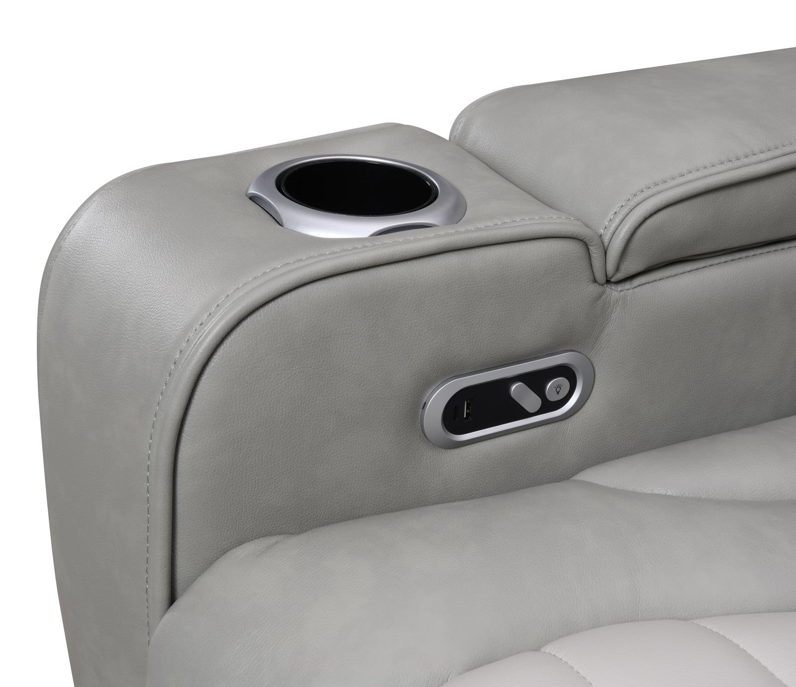 Gray/White Power 3-Piece Sectional with Bluetooth Speaker (U58) — view 6