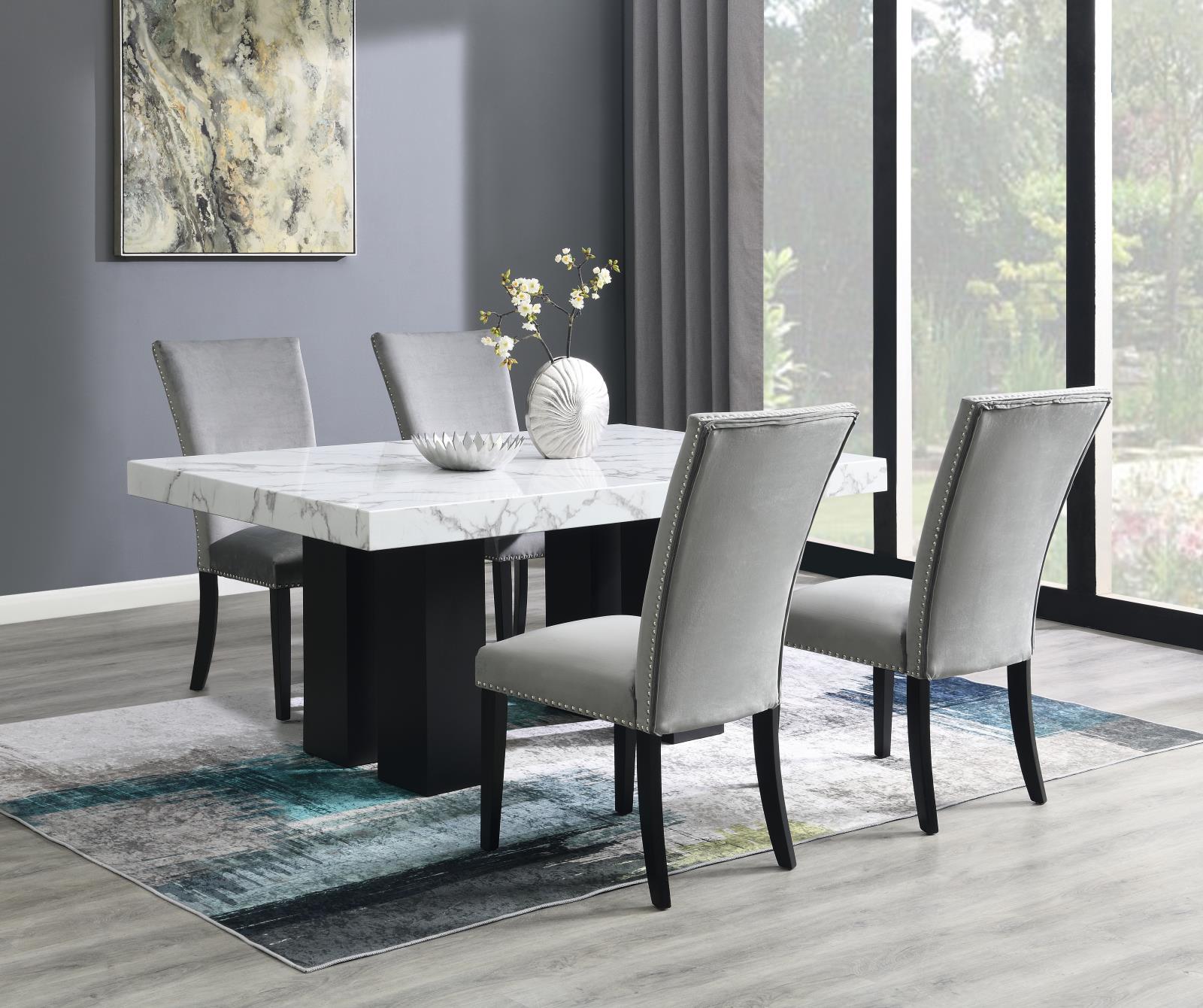 Dining Table & 4 Gray Chairs (D131) — view 2