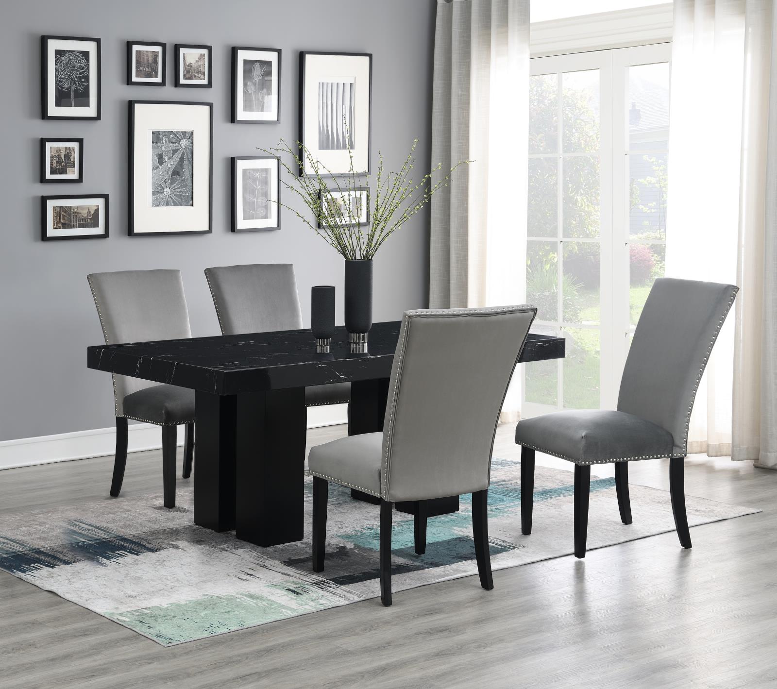 Dining Table & 4 Gray Chairs (D133) — view 2