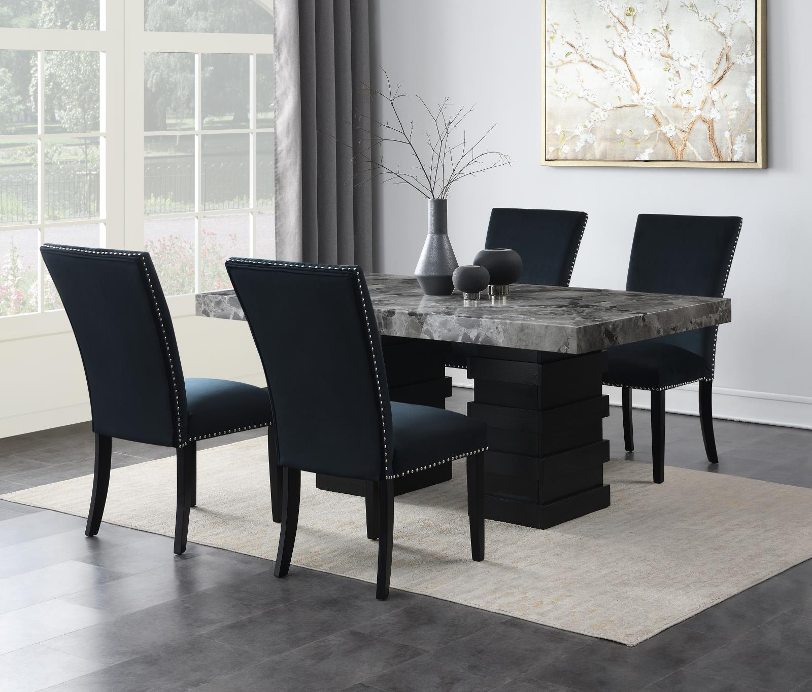 Dining Table & 4 Black Chairs (D137) — view 2