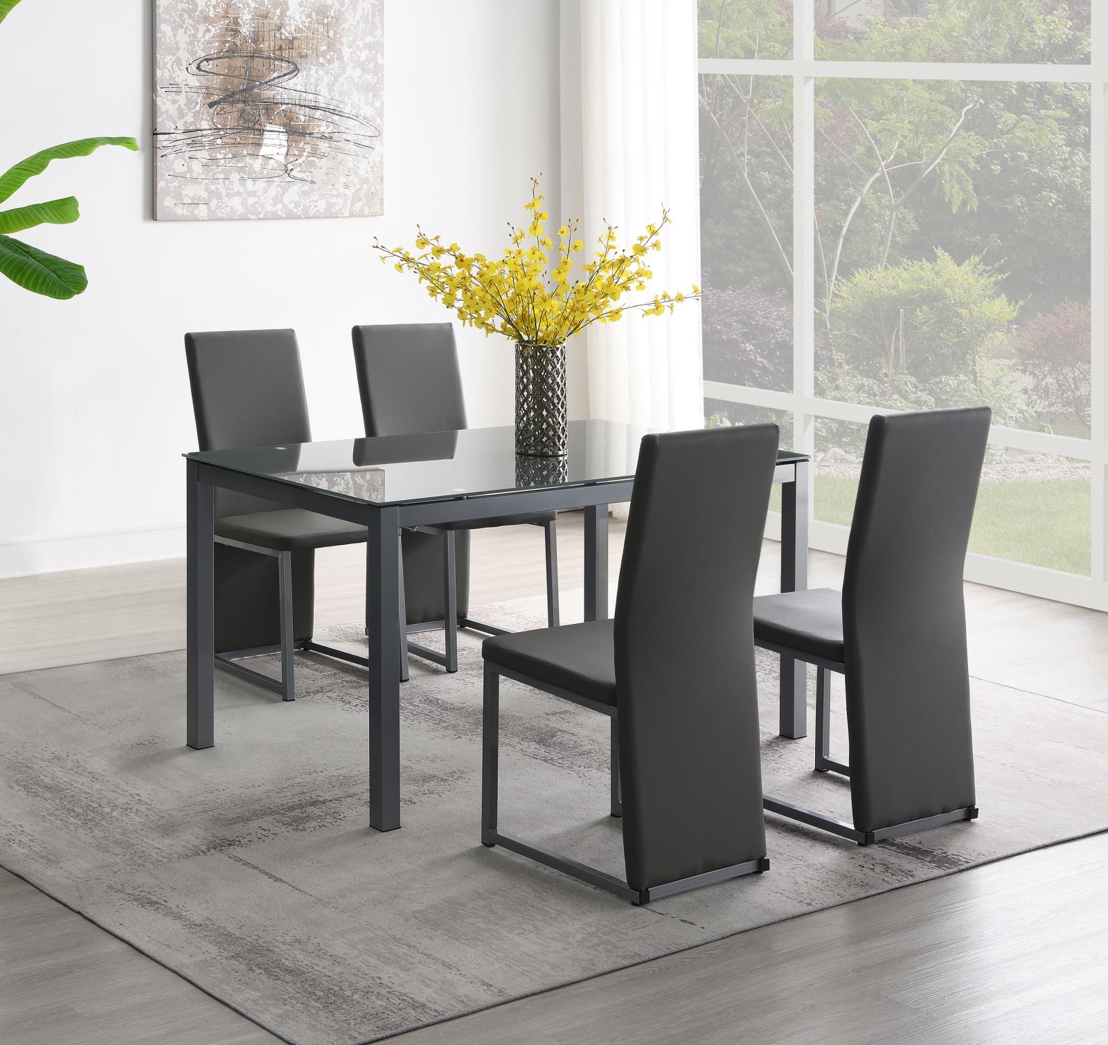 Charcoal Gray Dining Table & 4 Side Chairs (D227) — view 2