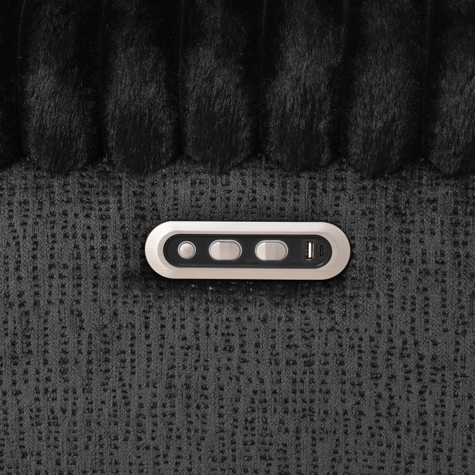 Black Corduroy Power LED Reclining Sofa (U161) — view 5