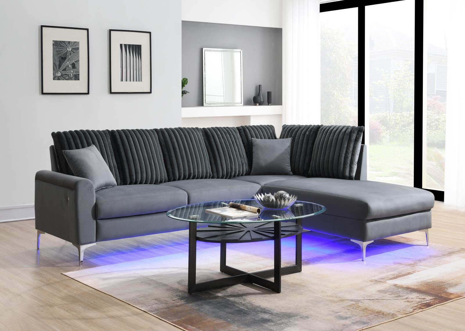 Gray LED 2-Piece Sectional (U381)