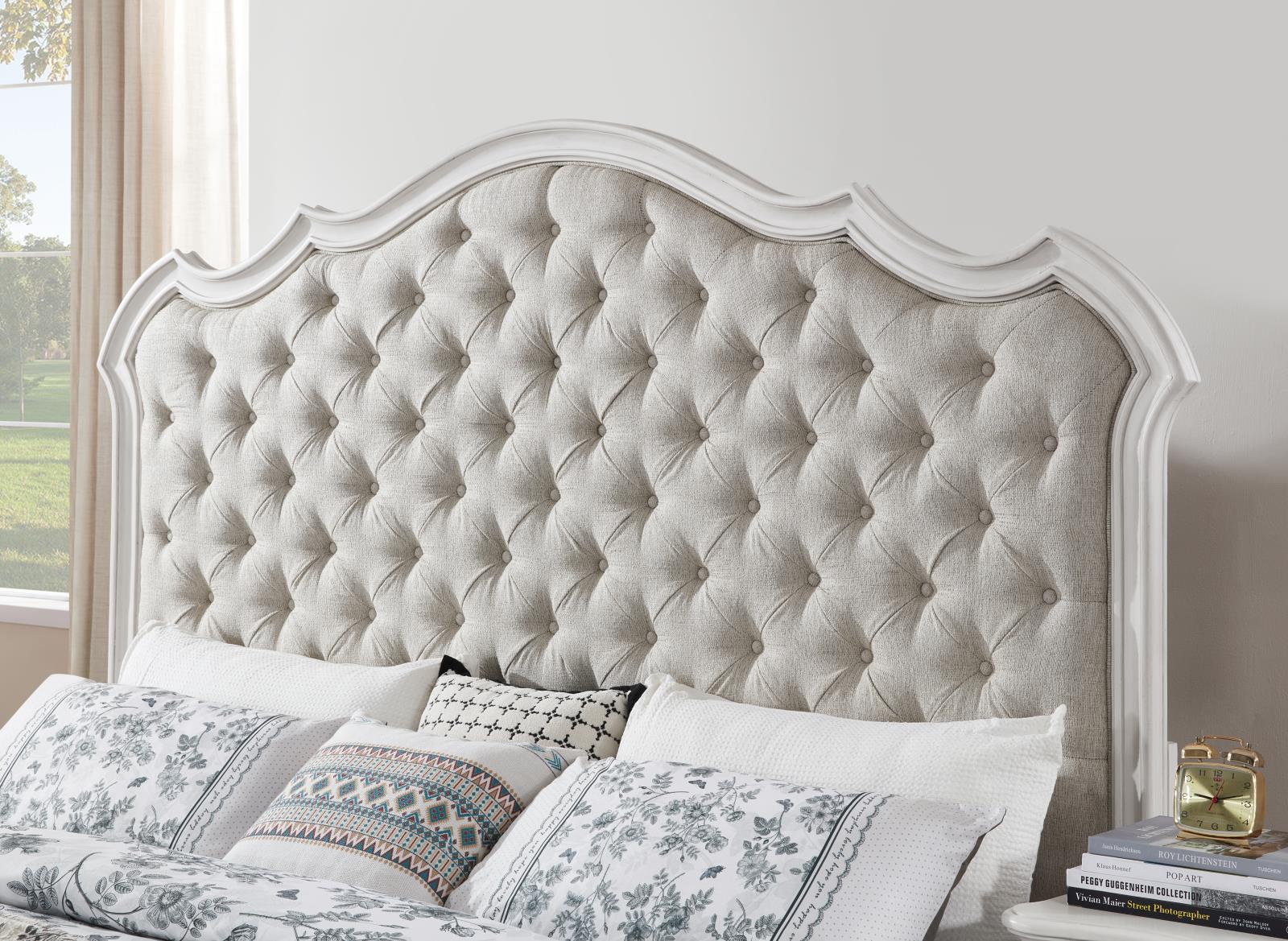 Antique White King Bed (B072) — view 3
