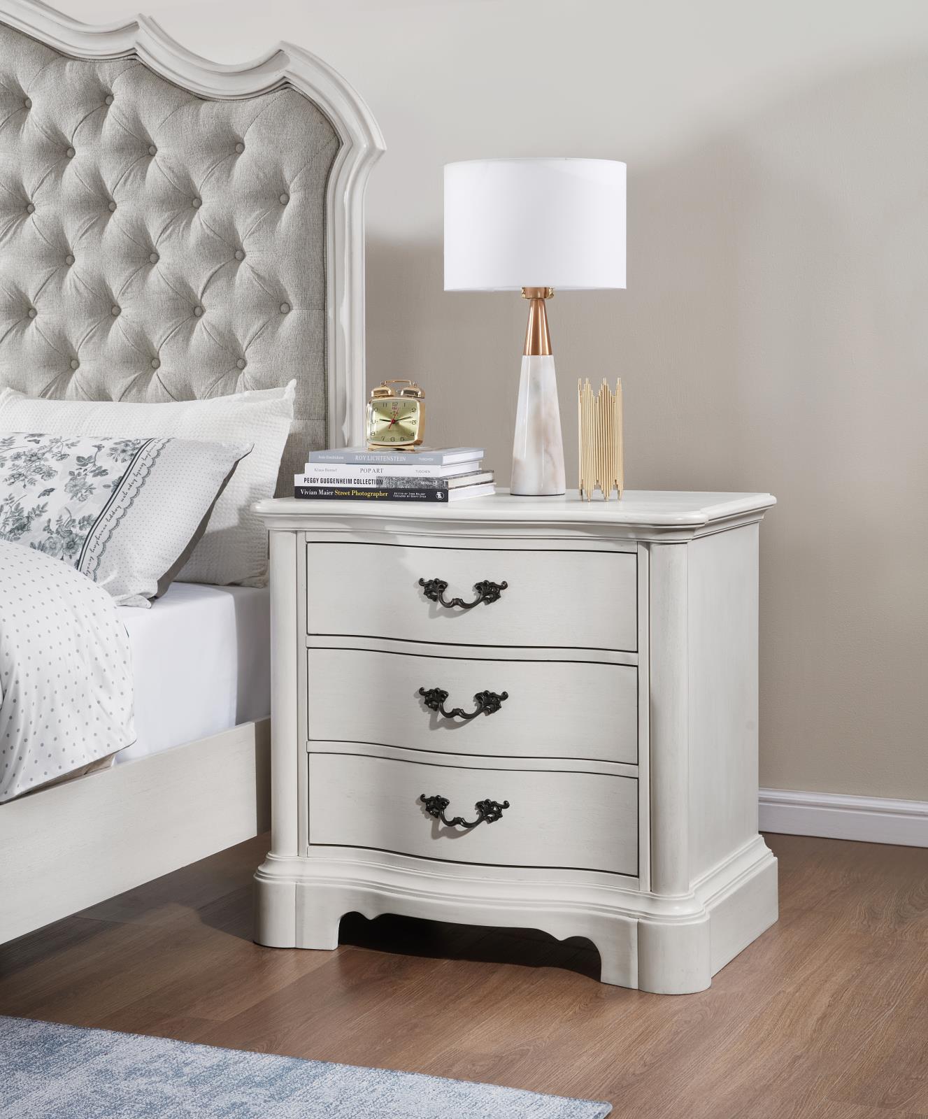 Antique White Nightstand (B072)
