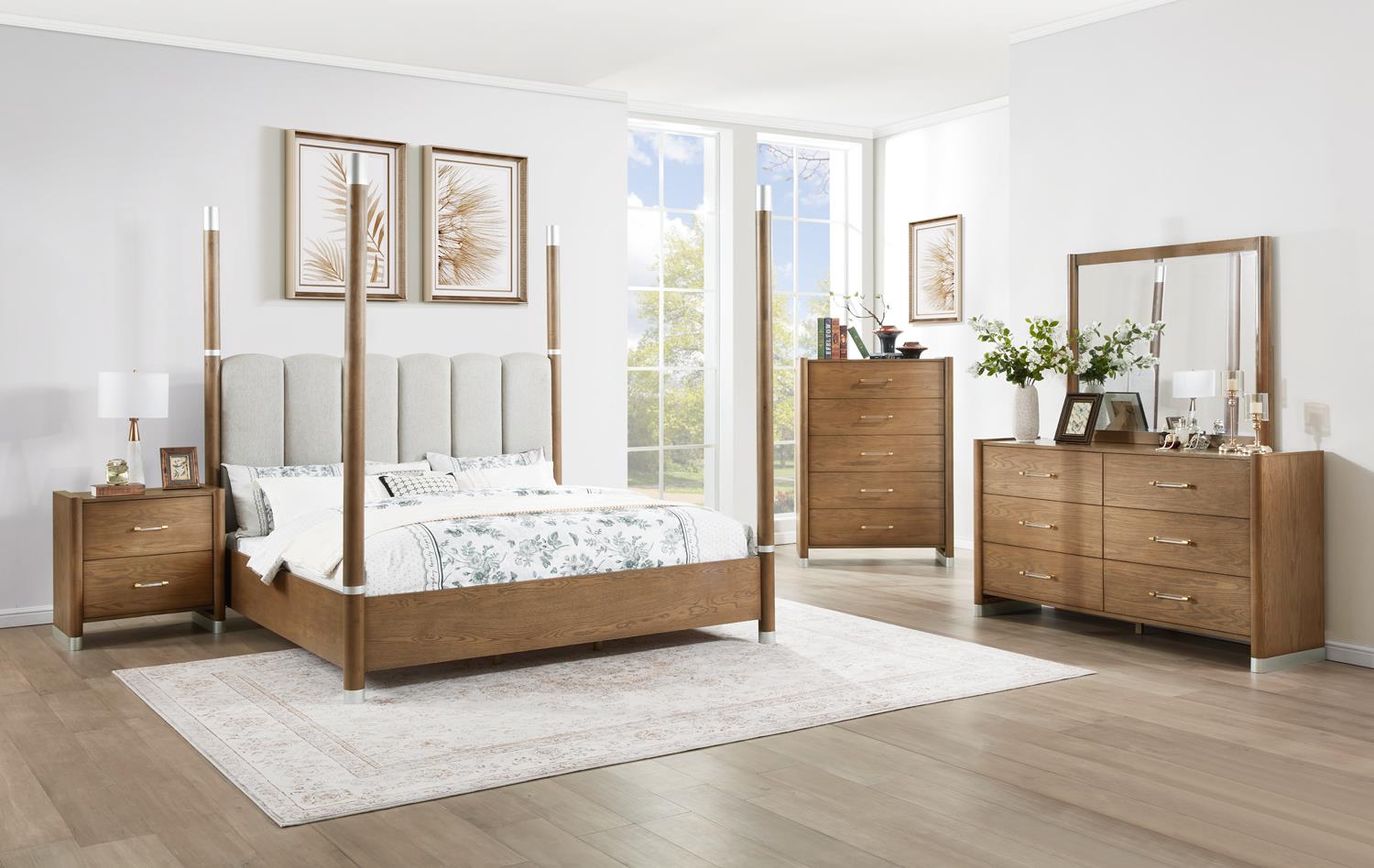 Warm Brown Canopy King Bed (B095) — view 2