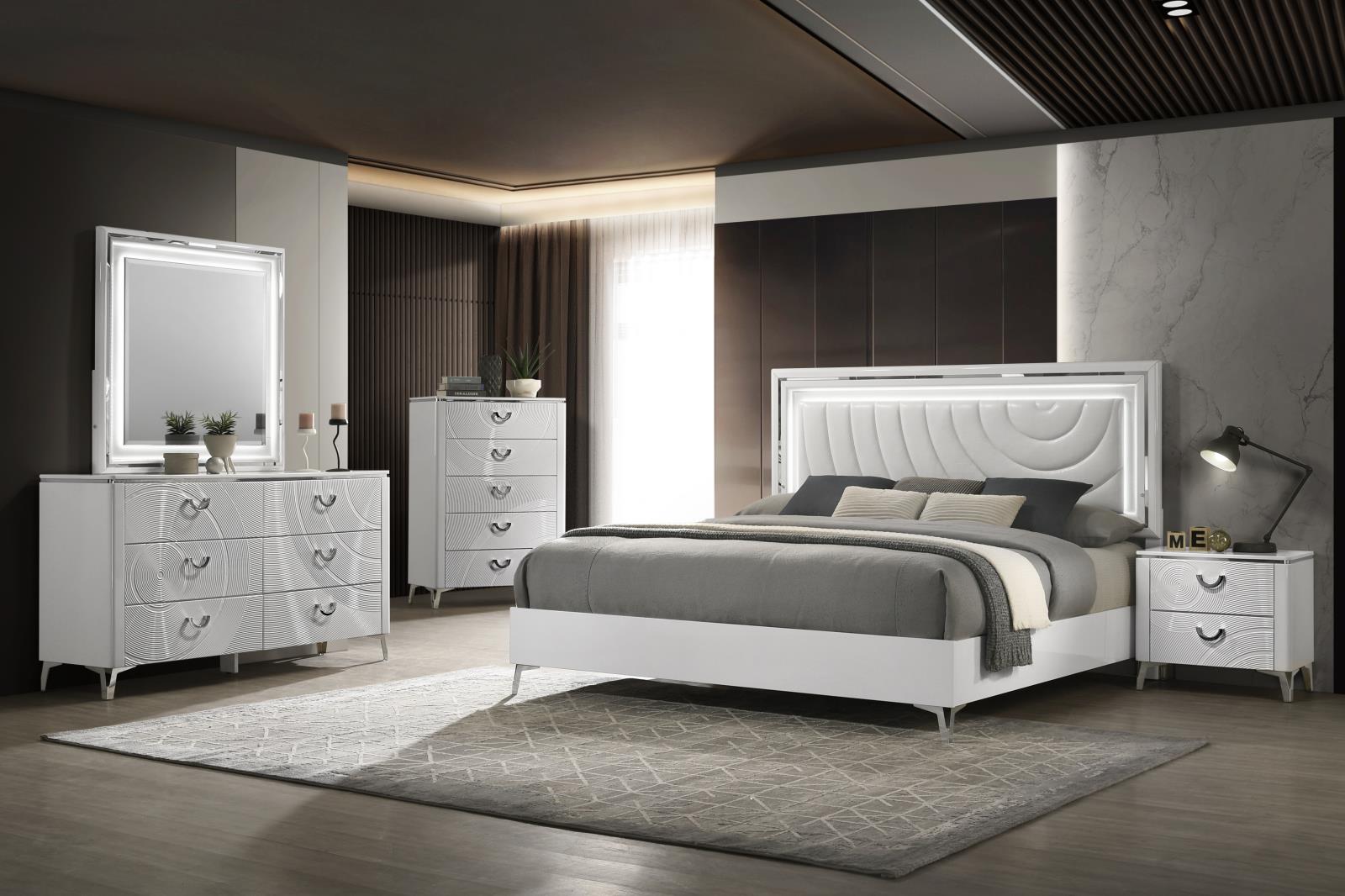 White LED King Bed (B119) — view 2
