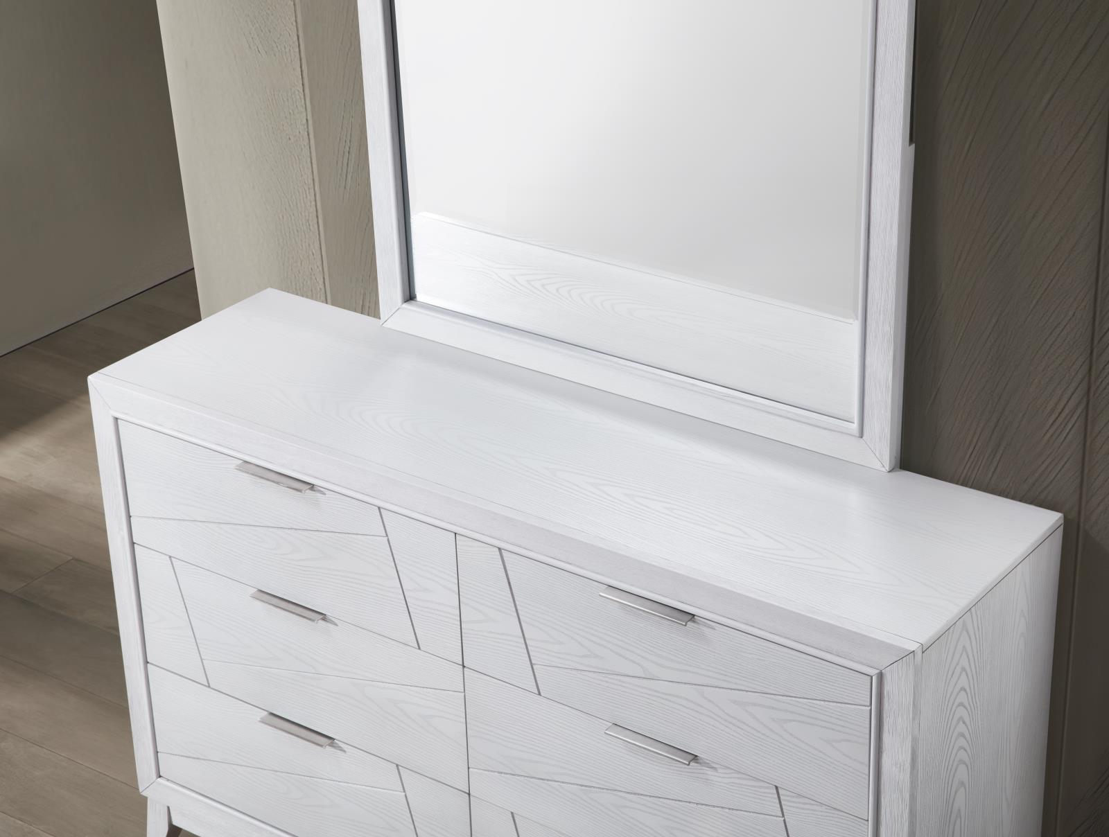 White Queen Bed, Dresser, Mirror, Chest & Nightstand (B242) — view 9