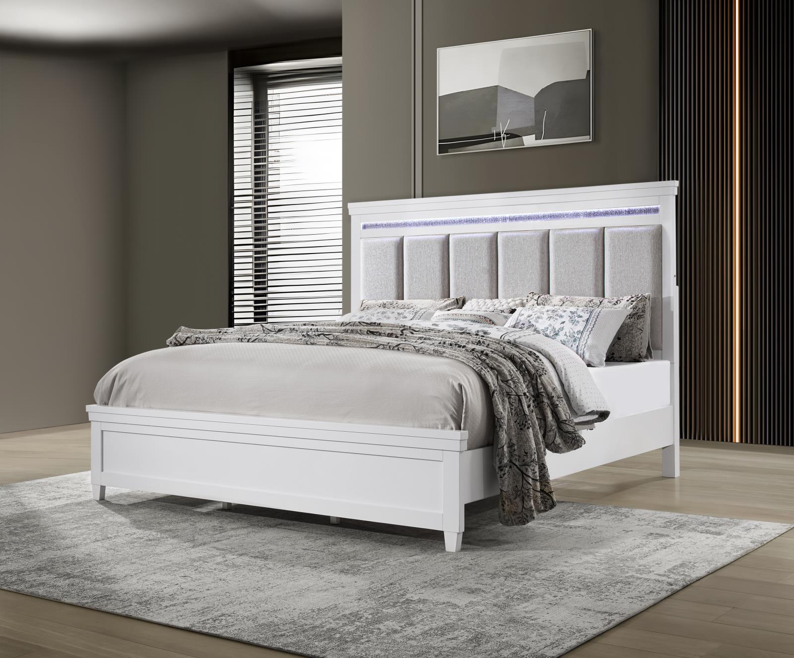 White LED Queen Bed (B230)