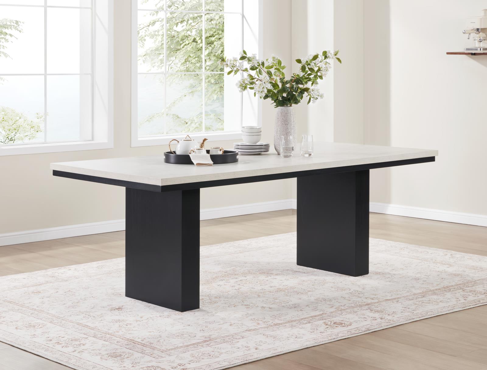 Black/Ivory Melamine Rectangular Dining Table (D120)