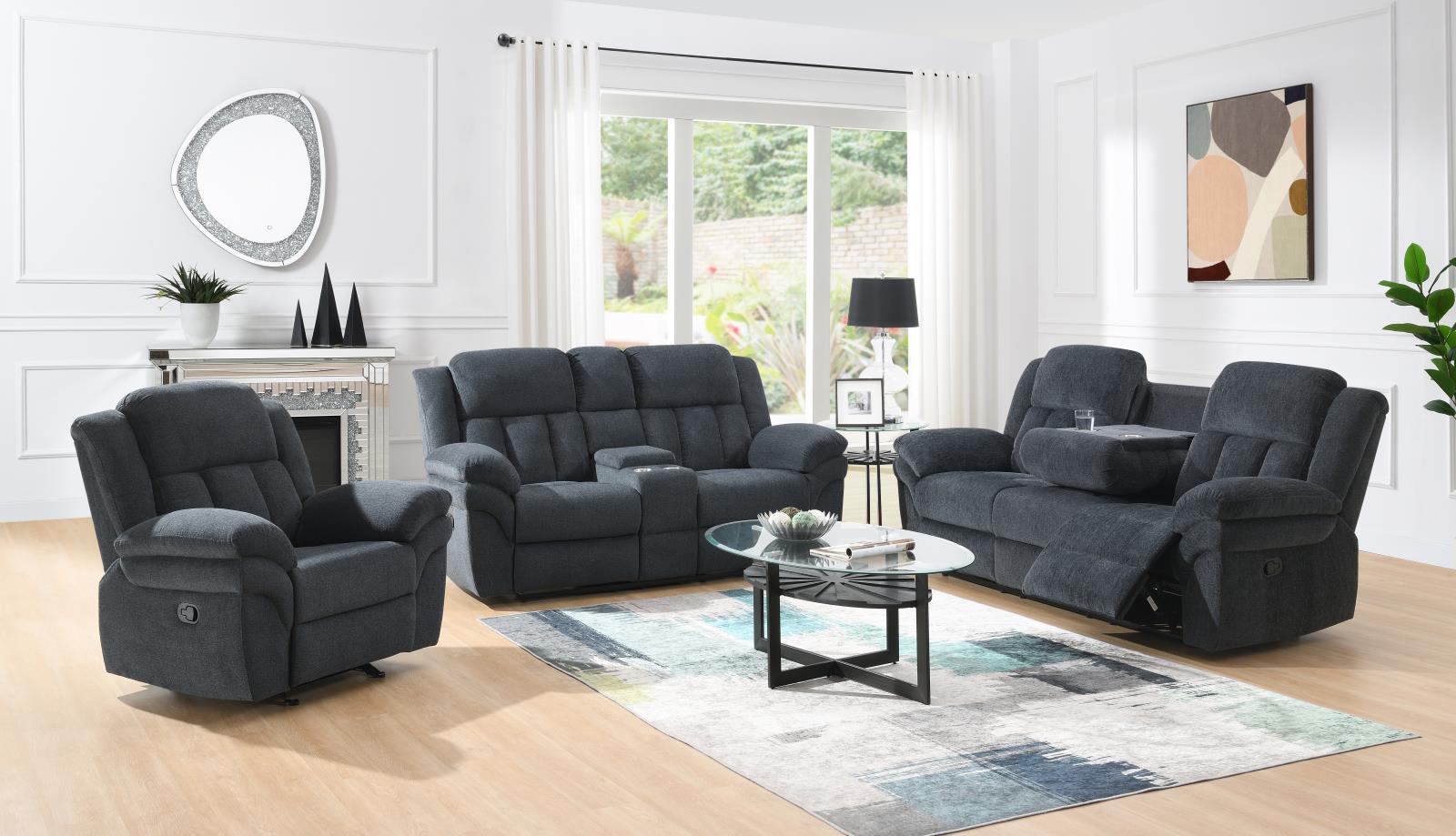 Gray Motion Sofa with Drop-Down Table (U179) — view 2