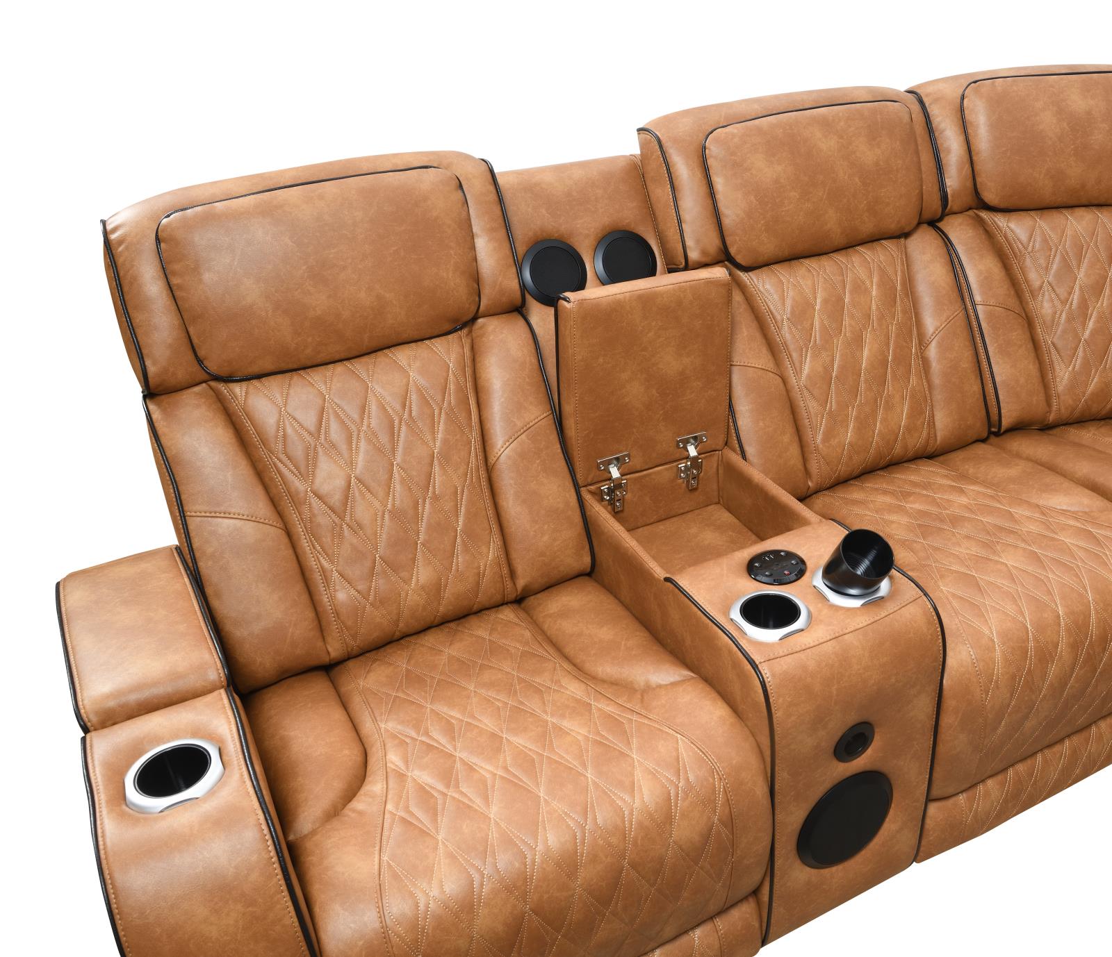 Brown 3-Piece Power LED Sectional (U12) — view 2