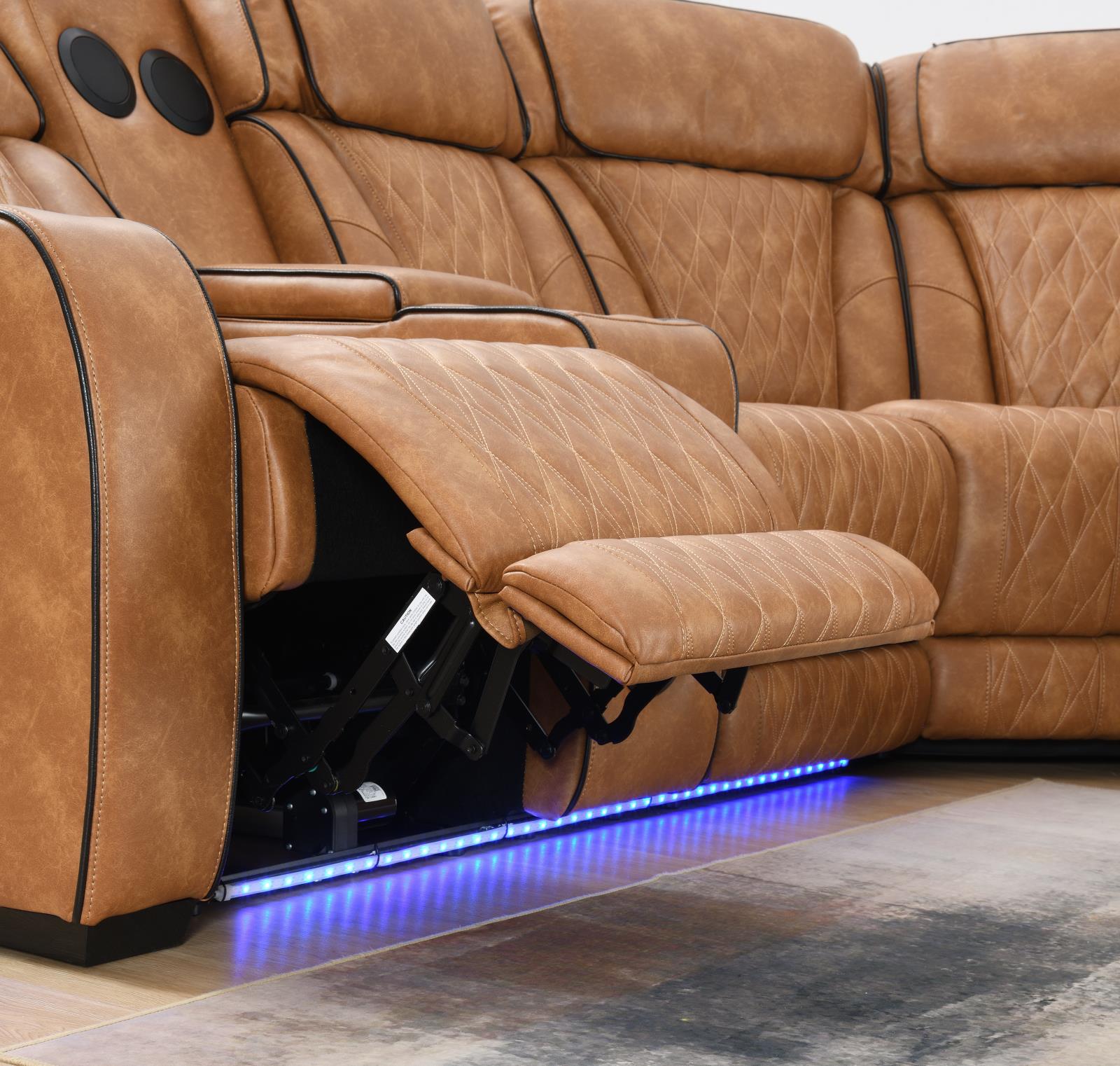 Brown 3-Piece Power LED Sectional (U12) — view 3
