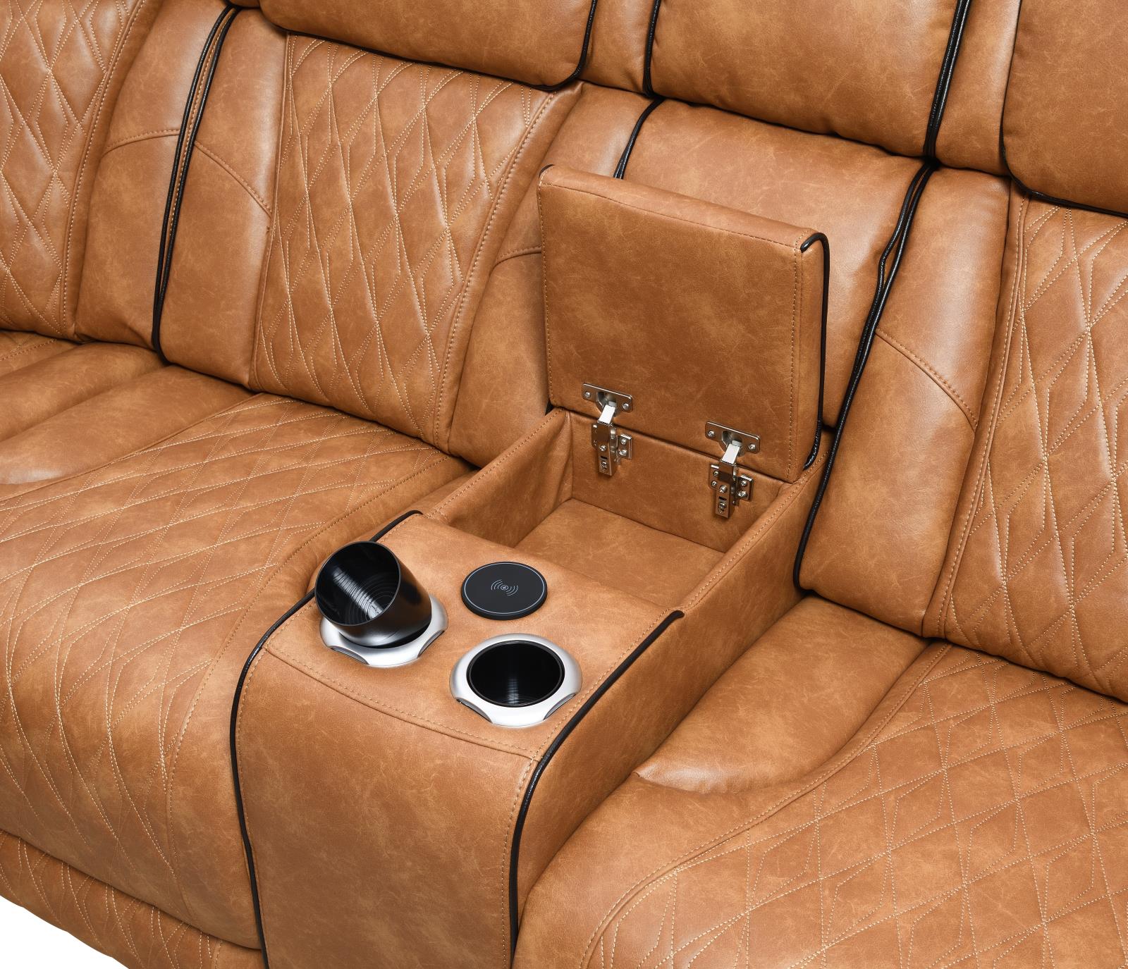 Brown 3-Piece Power LED Sectional (U12) — view 8