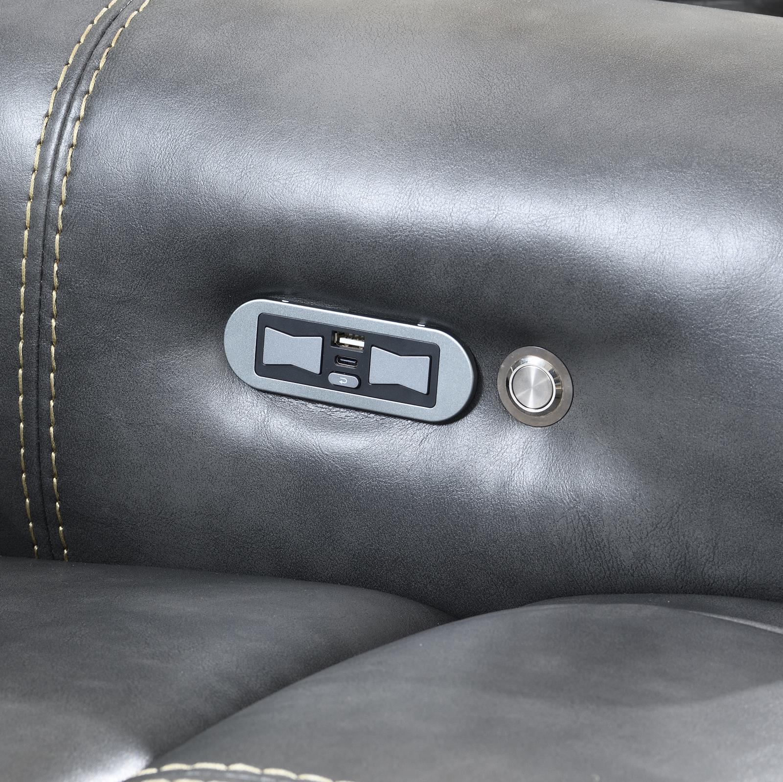 Dark Gray Power Reclining Sofa, Loveseat & Chair (U66) — view 7