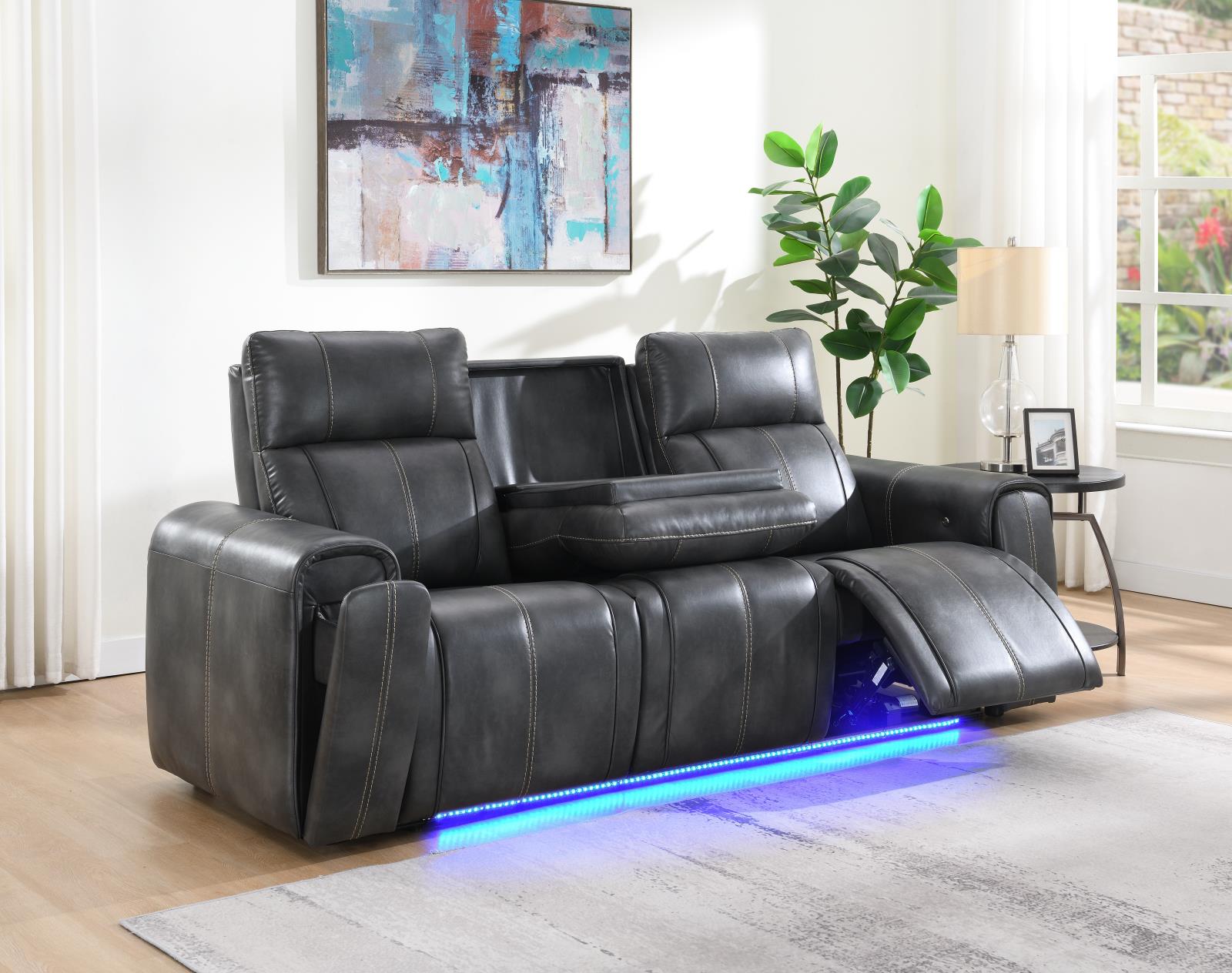Dark Gray Power Reclining Sofa, Loveseat & Chair (U66) — view 5