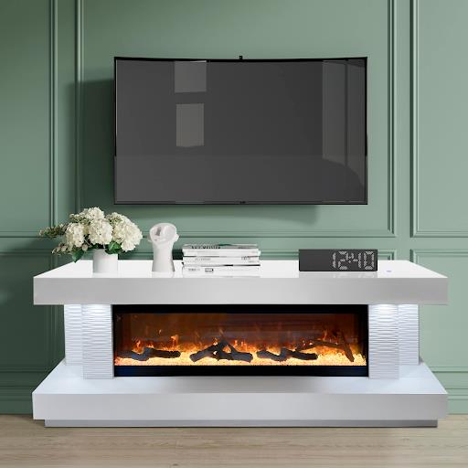 White TV Stand with Fireplace