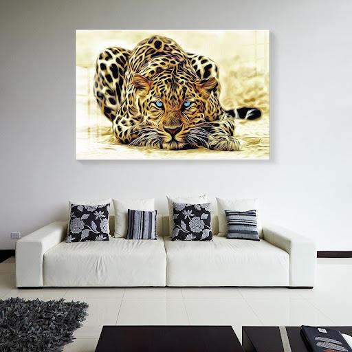 Tempered Glass Blue Eyed Leopard