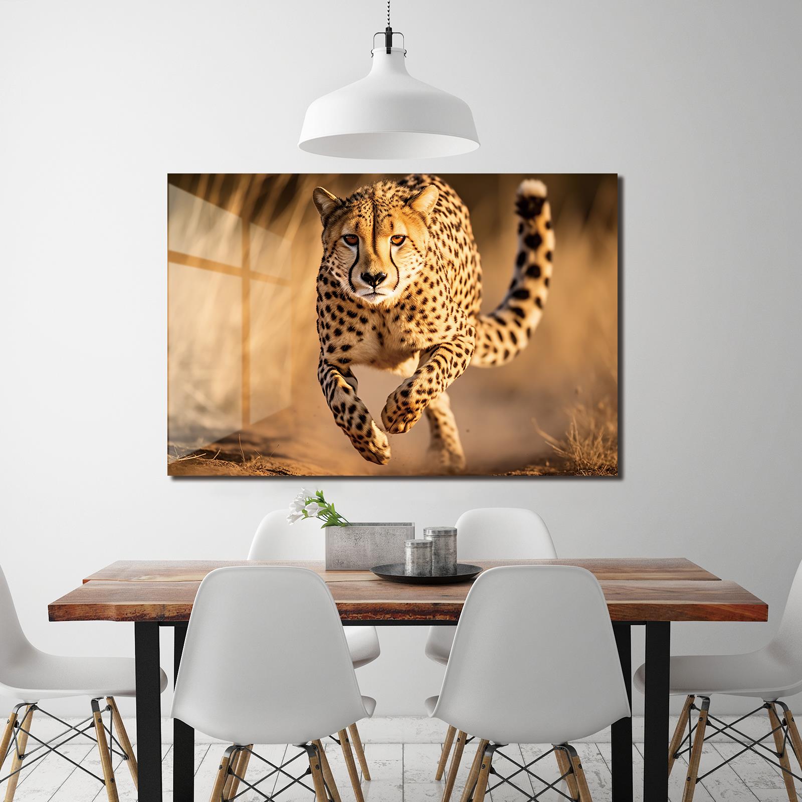 Tempered Glass Cheetah in Motion