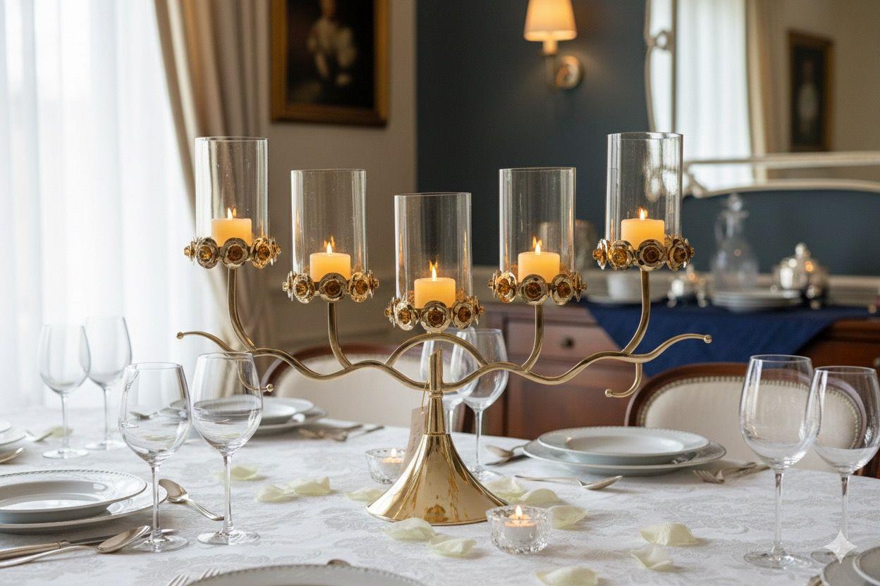 Golden 5-Arm Candle Holder