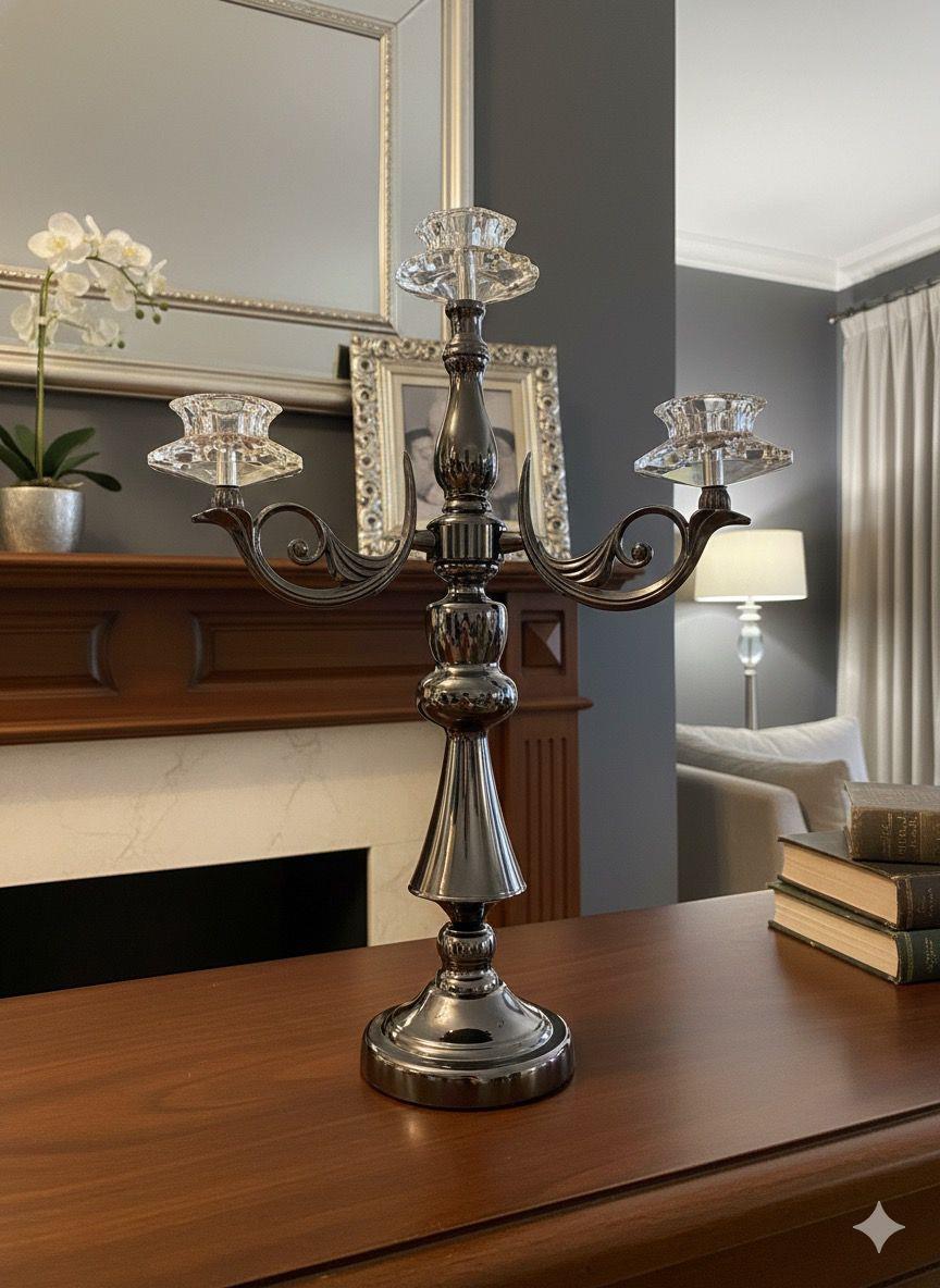 Matte Black 4-Arm Candle Metal Candelabra Candle Holder
