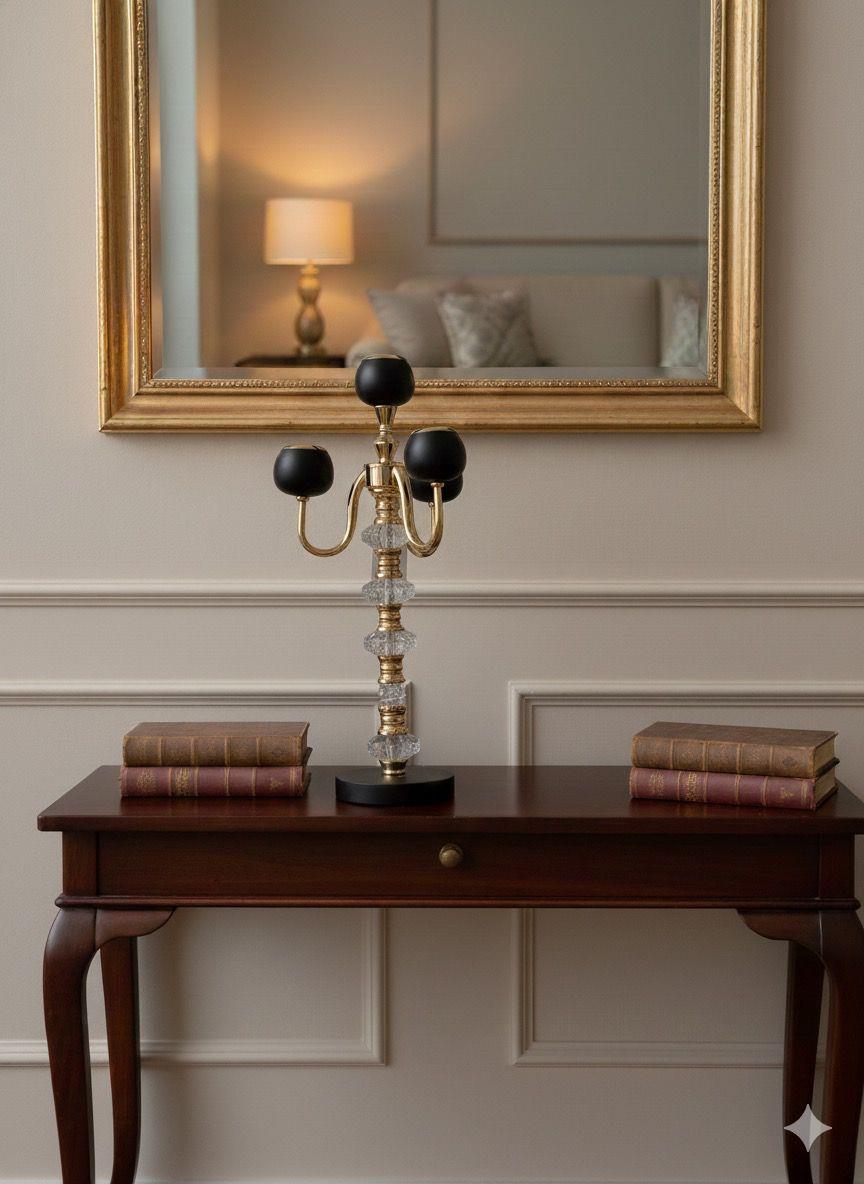 Golden/Black 4-Arm Candle Holder