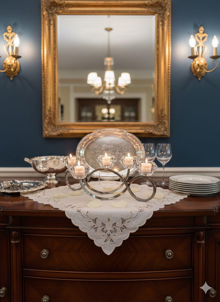 5-Arm Crystal Candle Holder