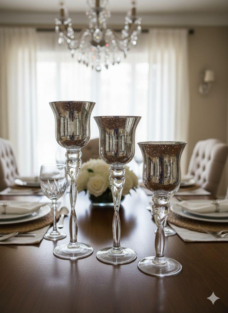 3-Piece Candle Holders Silver (319)