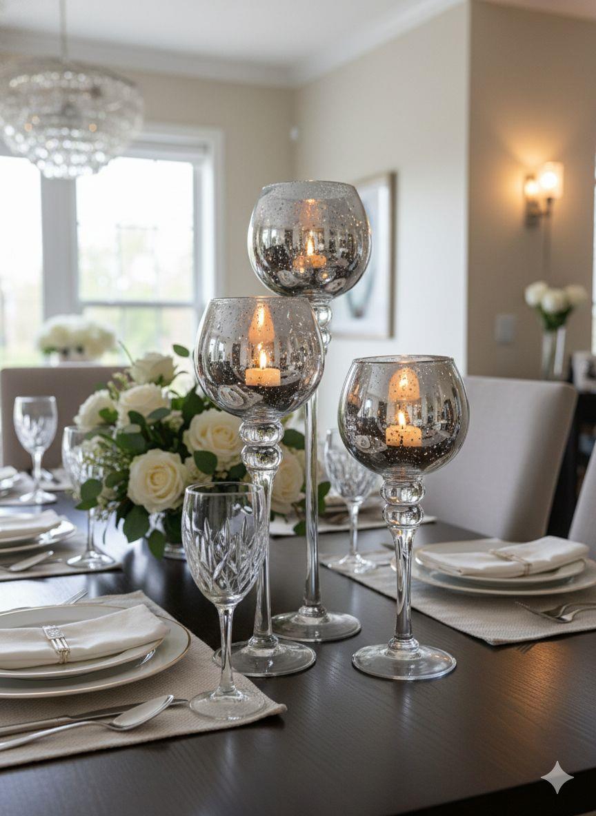 3-Piece Candle Holders Silver (320)