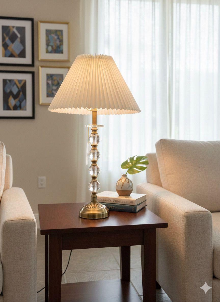 Modern Crystal with Chrome Table Lamp