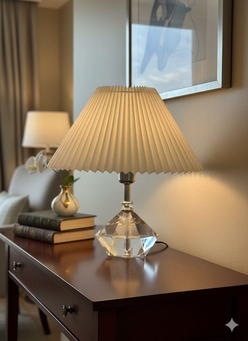 Vintage Metal Crystal Table Lamp