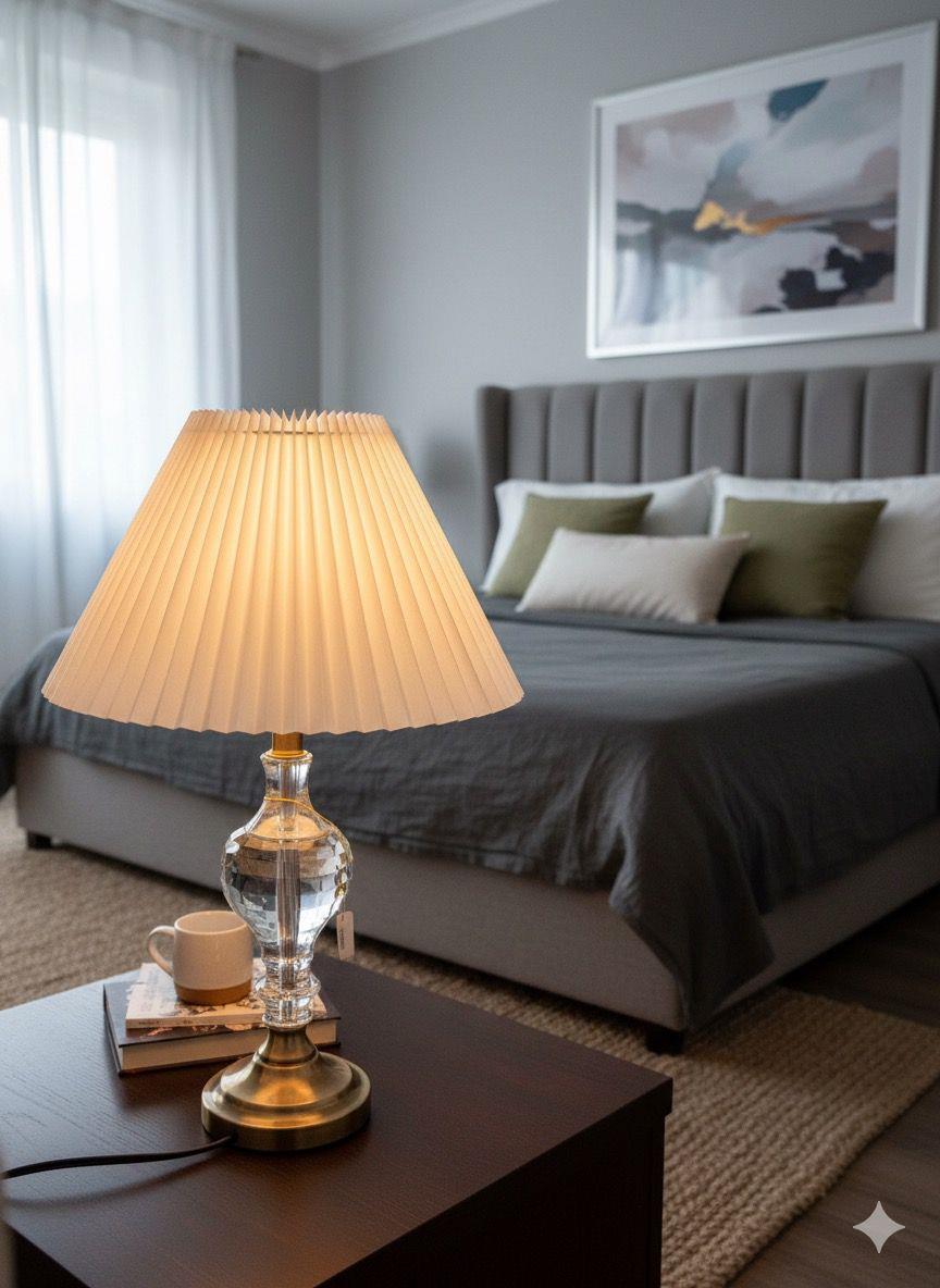 Vintage Crystal with Chrome Table Lamp