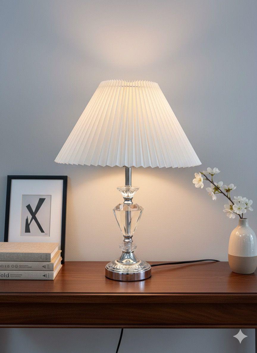 Vintage Crystal with Silver Table Lamp