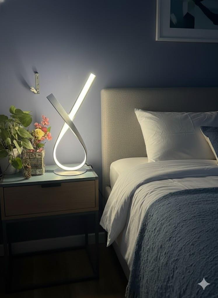 Modern Twist Silver Table Lamp