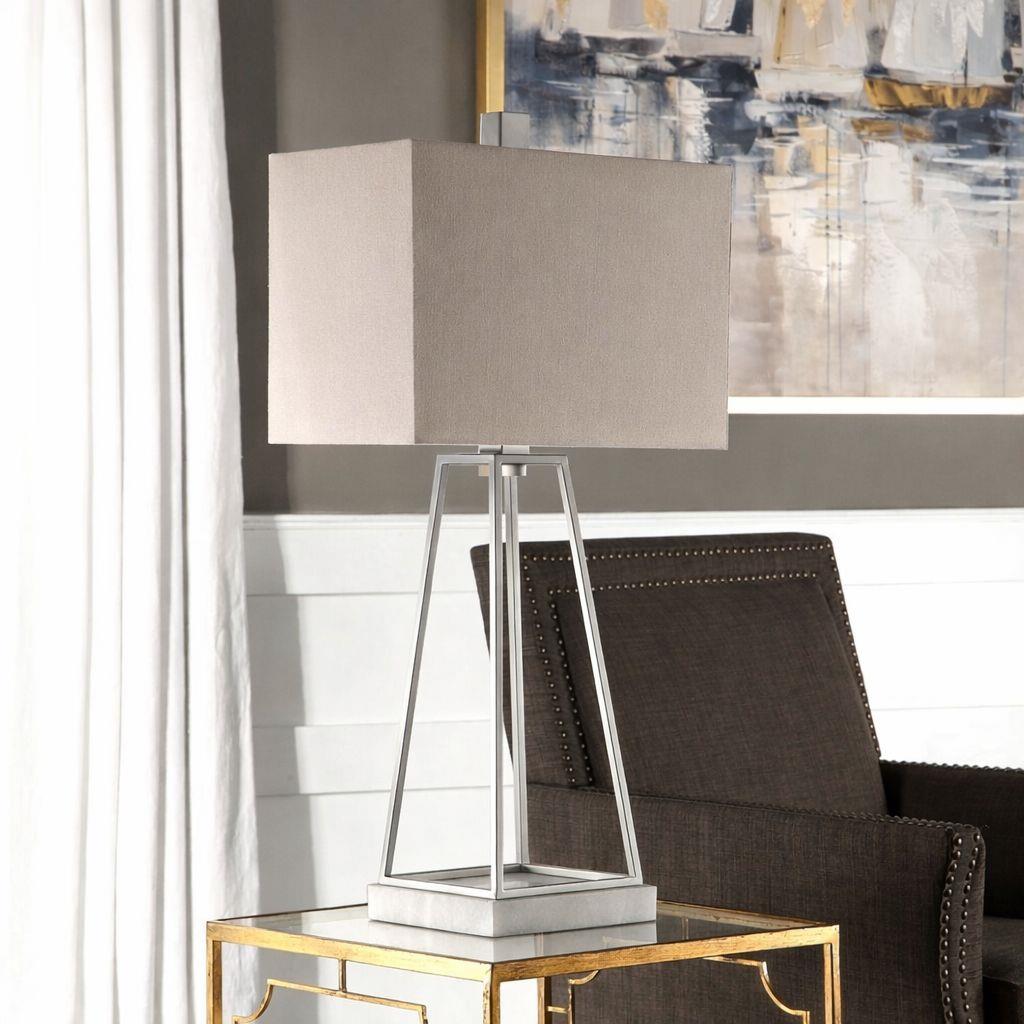 Plated Metallic Silver Table Lamp