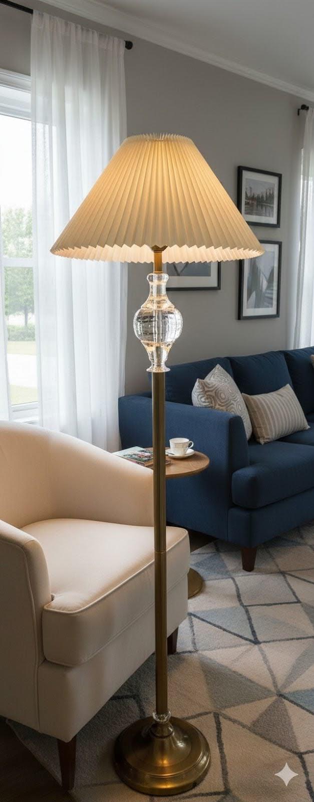 Contemporary Crystal Chrome Floor Lamp