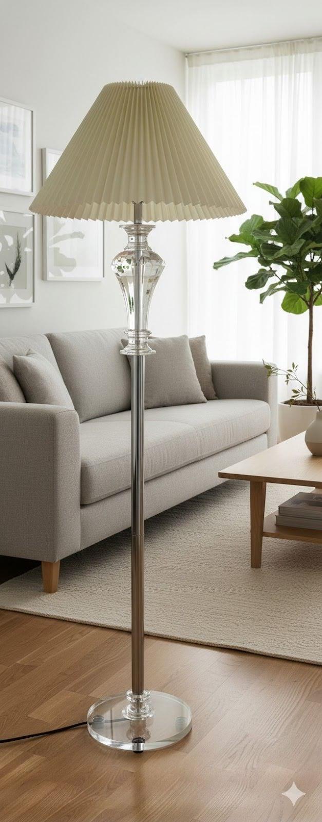 Modern Metal Crystal Floor Lamp Clear Base