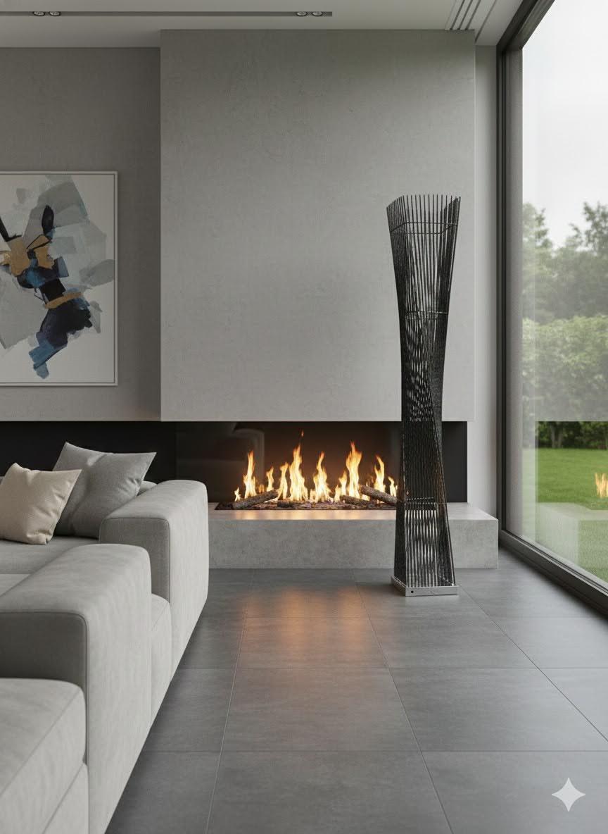 Black Modern LED Aluminum Tower Floor Lamp