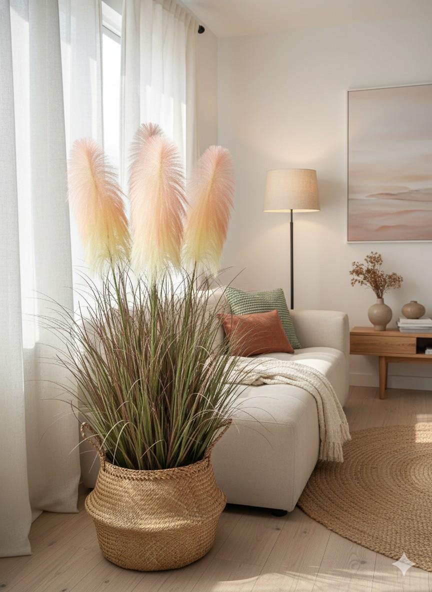Artificial Mauve Flower Reed Grass Plant (937)