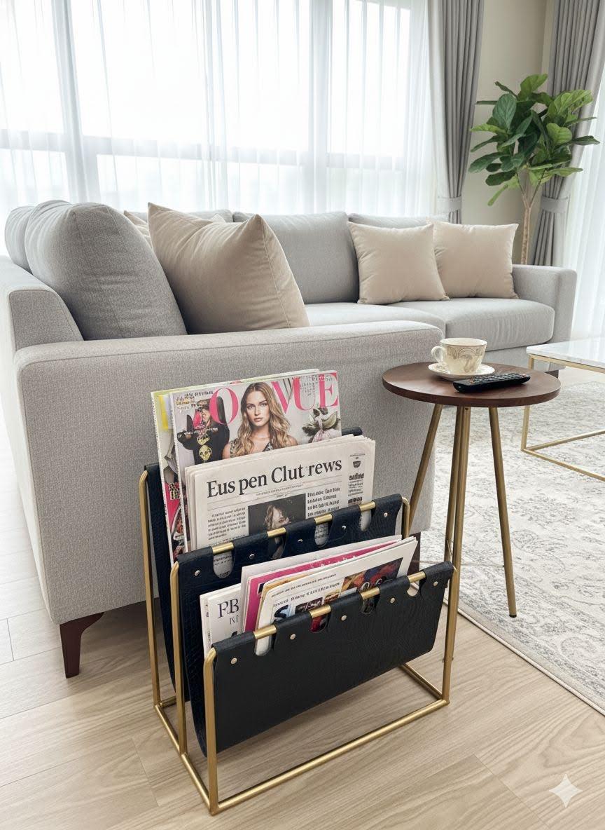 Leather Magazine Rack